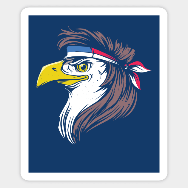 Bald Eagle with Mullet // Funny America Freedom 4th of July Sticker by SLAG_Creative